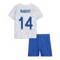 Koszulka piłkarska Francja Adrien Rabiot #14 Strój wyjazdowy dla dzieci MŚ 2022 tanio Krótki Rękaw (+ Krótkie spodenki)